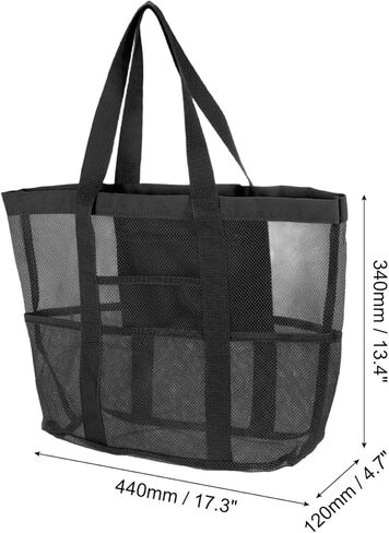 uxcell Mesh Beach Tote Bag, 1Pcs 17" x 13" x 5" Upgraded Beach Towel Bags, Waterproof Pool Bag for Beach Vacation and Travel Daily (White) in Saudi Arabia