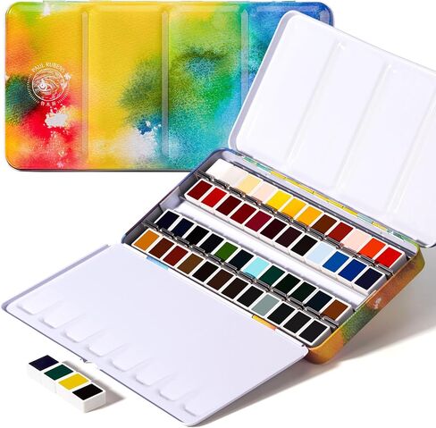 Paul Rubens Watercolor Paint Set, 24 Colors Solid Watercolor Paint, Easy To Blend And Diffuse Watercolor Palette, Compact And Portable Travel Watercolor Set Suitable For Beginners And Professionals in Saudi Arabia