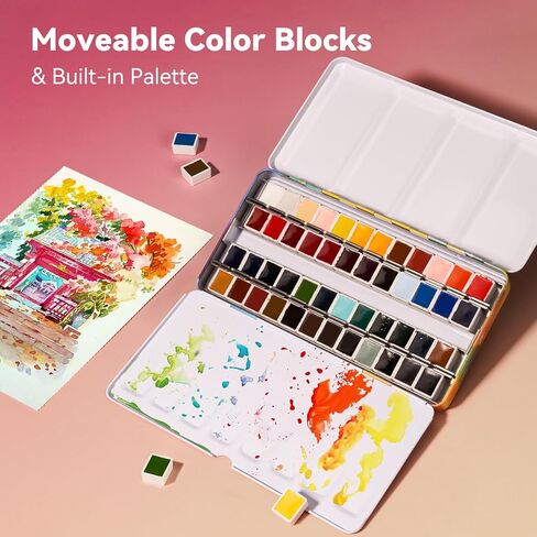 Paul Rubens Watercolor Paint Set, 24 Colors Solid Watercolor Paint, Easy To Blend And Diffuse Watercolor Palette, Compact And Portable Travel Watercolor Set Suitable For Beginners And Professionals in Saudi Arabia