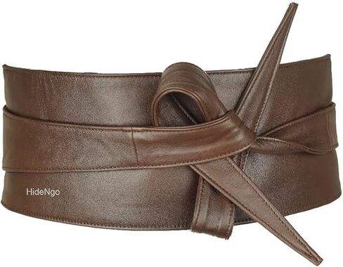 Lambskin Leather Obi Belt for Women, Handcrafted Genuine Leather Wide Cinch Boho Belt Waist Band, Self Tie Wrap Around Belt in Saudi Arabia