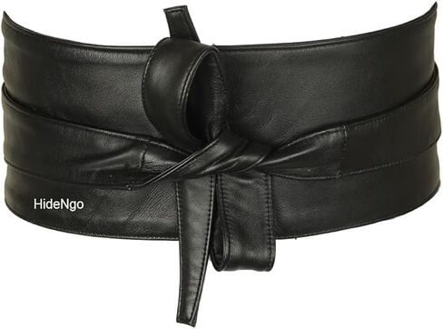 Lambskin Leather Obi Belt for Women, Handcrafted Genuine Leather Wide Cinch Boho Belt Waist Band, Self Tie Wrap Around Belt in Saudi Arabia