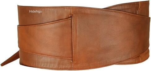 Lambskin Leather Obi Belt for Women, Handcrafted Genuine Leather Wide Cinch Boho Belt Waist Band, Self Tie Wrap Around Belt in Saudi Arabia