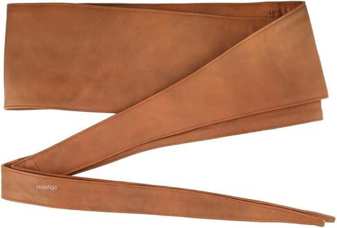 Lambskin Leather Obi Belt for Women, Handcrafted Genuine Leather Wide Cinch Boho Belt Waist Band, Self Tie Wrap Around Belt in Saudi Arabia