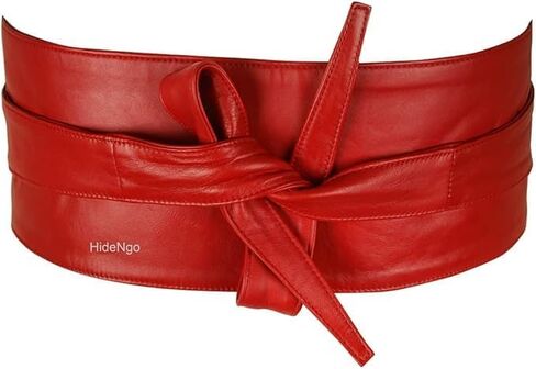 Lambskin Leather Obi Belt for Women, Handcrafted Genuine Leather Wide Cinch Boho Belt Waist Band, Self Tie Wrap Around Belt in Saudi Arabia