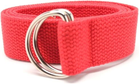Deal Fashionista D Ring Webbed Cotton Canvas Belt 1.25" with Metal Tip in Saudi Arabia