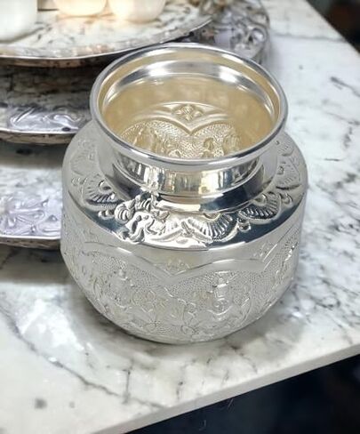 الفضة الألمانية 5 بوصة Ashtalakshmi Kalash | Chambu التقليدية للمنزل Pooja & Temple Decor K2559 in Kuwait