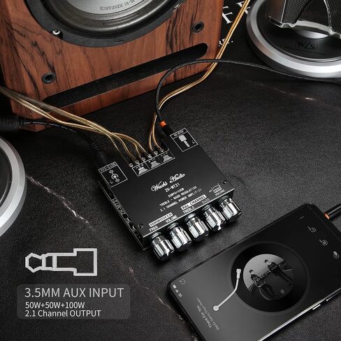 ZK-TB21 Power Amplifier Board Bluetooth5.1 TPA3116 Chip with Subwoofer 2.1 Channel 50W×2+100W, DC 12-24V Bluetooth and AUX Inputs in Saudi Arabia