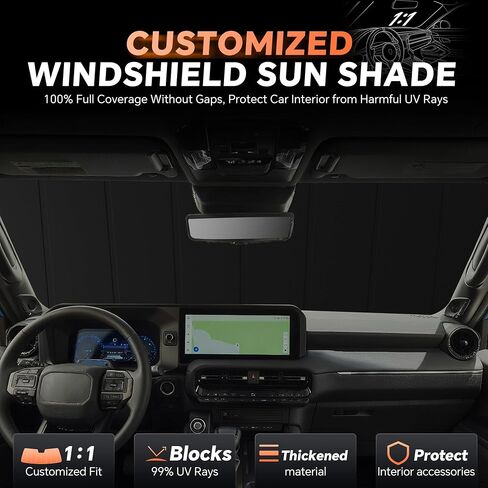 Custom Fit Windshield Sun Shade for Le-xus TX TX350/500h/550h+ 2024-2026 - Accordion Folding Design Window Sunshade Car Accessories, Full Coverage Sun Visor Protector - Blocks 99% UV Rays in Saudi Arabia