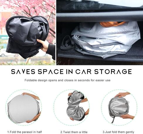 Car Windshield Sun Shade with Storage Pouch, Foldable Automotive Window Sunshade Reflective Screen Visor Protector, Vehicle Visor Shield Cover for UV Rays and Sun Heat Protection (63"×33.5") in Saudi Arabia