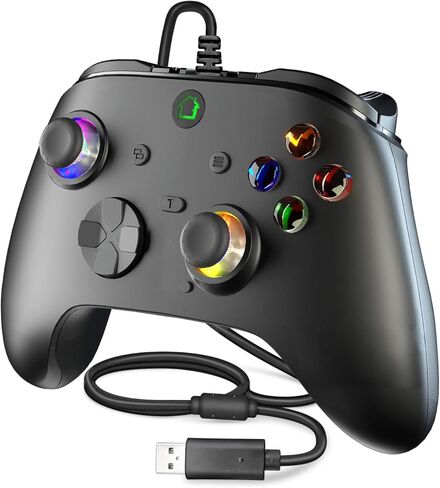 conwin Gaming Controller for PC 10 and Steam Gaming Platforms, Wired PC Controller with Dual-Vibration, Turbo, Programmable, RGB LED Light and 3.5mm Stereos in Kuwait