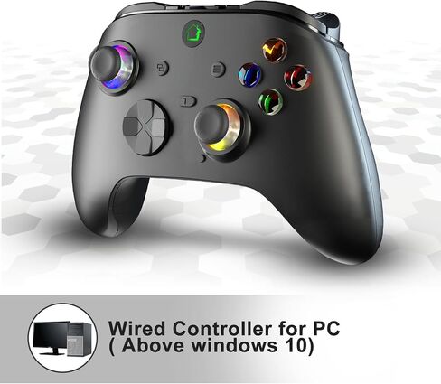 conwin Gaming Controller for PC 10 and Steam Gaming Platforms, Wired PC Controller with Dual-Vibration, Turbo, Programmable, RGB LED Light and 3.5mm Stereos in Kuwait