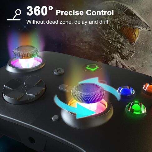 conwin Gaming Controller for PC 10 and Steam Gaming Platforms, Wired PC Controller with Dual-Vibration, Turbo, Programmable, RGB LED Light and 3.5mm Stereos in Kuwait