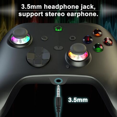 conwin Gaming Controller for PC 10 and Steam Gaming Platforms, Wired PC Controller with Dual-Vibration, Turbo, Programmable, RGB LED Light and 3.5mm Stereos in Kuwait