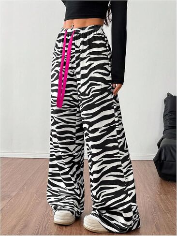 Verdusa Women's Y2K Animal Print Disual Streetwear Street Straining Bransers Long in Kuwait