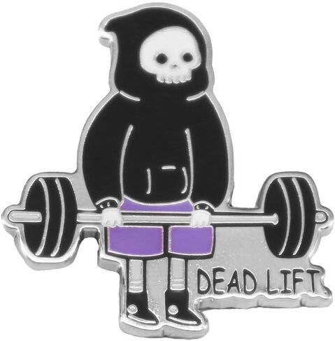 Funny Dead Lift Weightlifting Barbell Skull Enamel Brooch For Women Girls Boy Skeleton Head Lapel Badges Pin Novelty Cartoon Sports Fitness Brooch Pins Brooches For Backpacks Clothing Bags Hats in Saudi Arabia