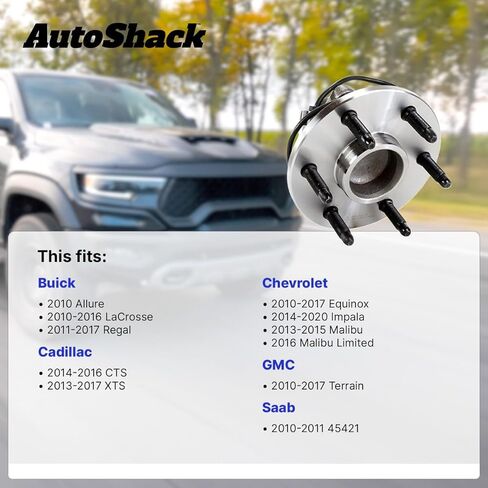 AutoShack Front Wheel Hub Bearing Pair of 2 Driver and Passenger Side Replacement for Chevrolet Equinox Impala Malibu Limited GMC Terrain Buick LaCrosse Regal Cadillac XTS CTS AWD FWD 5-Lug HB613290PR in Saudi Arabia