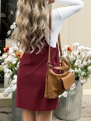 Yousify Womens Maternity Overalls Dress Corduroy Adjustable Strap Bib Casual Fall Overall Shorts Dresses with Pockets in Saudi Arabia