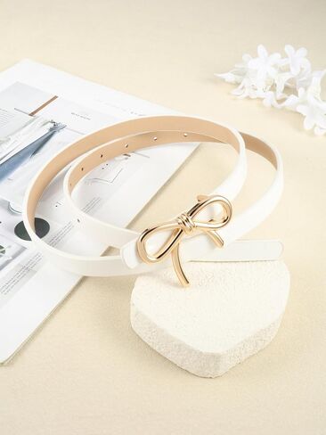 Ayliss 3 Pack Gold Bow Belt Skinny Belt Womens Leather Belt Thin Pu Leather Leather Leather Brut in Saudi Arabia