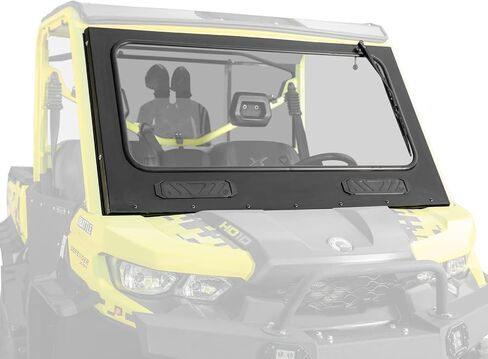 SuperATV Vented Front Glass Windshield for 2016+ Can Am Defender HD (See Fitment) | DOT Approved Laminated Safety Glass Windshield | Includes Manual Wiper | Easy Install in Saudi Arabia