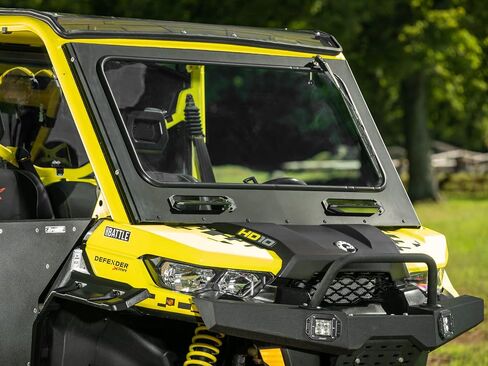 SuperATV Vented Front Glass Windshield for 2016+ Can Am Defender HD (See Fitment) | DOT Approved Laminated Safety Glass Windshield | Includes Manual Wiper | Easy Install in Saudi Arabia