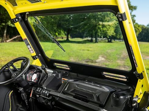 SuperATV Vented Front Glass Windshield for 2016+ Can Am Defender HD (See Fitment) | DOT Approved Laminated Safety Glass Windshield | Includes Manual Wiper | Easy Install in Saudi Arabia