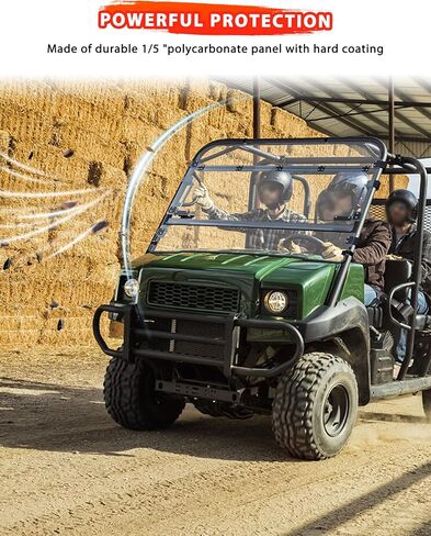 3-in-1 ، الزجاج الأمامي لأعلى من طراز Kawasaki Mule 4000 4010 2009-2026 ، 1/5 " in Kuwait