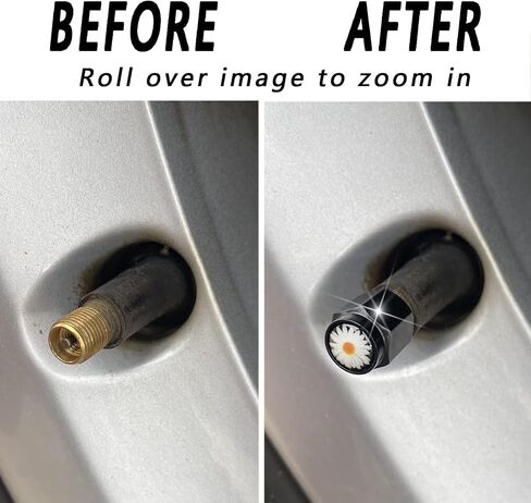 8 Pcs Tire Valve Stem Caps Cover, Metal Air Valve Cap, Aluminum Car Wheel Stem Caps, Universal Stem Covers for Cars, Trucks, Bikes, Motorcycles, Corrosion Resistant (White Daisy) in Saudi Arabia