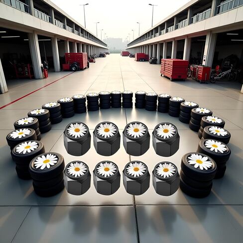 8 Pcs Tire Valve Stem Caps Cover, Metal Air Valve Cap, Aluminum Car Wheel Stem Caps, Universal Stem Covers for Cars, Trucks, Bikes, Motorcycles, Corrosion Resistant (White Daisy) in Saudi Arabia