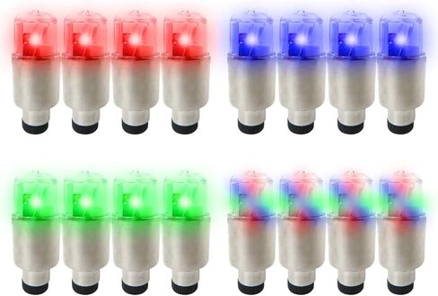 16pcs 12v سيارة السيارات الإطارات الإطارات إطار الهواء صمام الجذعية غطاء ضوء الغطاء إكسسوارات الولايات المتحدة (أحمر+أزرق+أخضر+متعدد الألوان) in Saudi Arabia