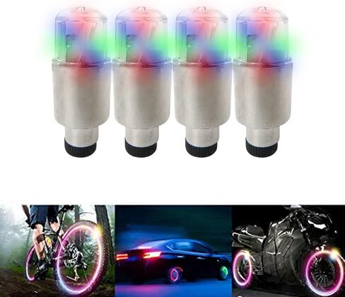 16pcs 12v سيارة السيارات الإطارات الإطارات إطار الهواء صمام الجذعية غطاء ضوء الغطاء إكسسوارات الولايات المتحدة (أحمر+أزرق+أخضر+متعدد الألوان) in Saudi Arabia