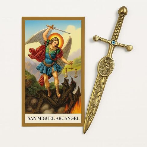 Espada de San Miguel - Sword of Saint Michael Amulet (كبير) - تصميم أحمر وأزرق مزدوج ، Arcangel in Saudi Arabia