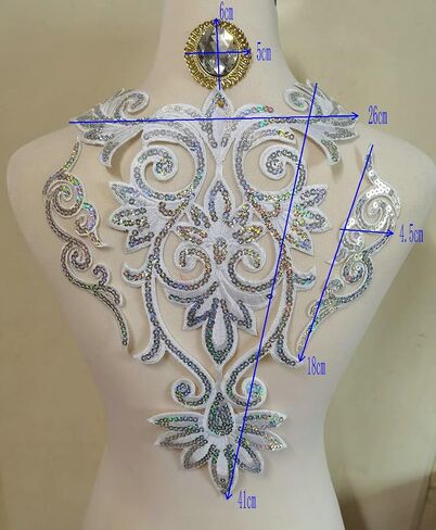 Flower Applique Patches Clothing DIY Embroidery Sticker Blossom (Large Silver) in Saudi Arabia