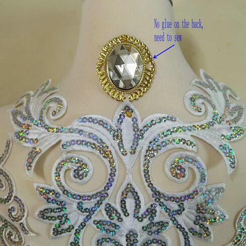 Flower Applique Patches Clothing DIY Embroidery Sticker Blossom (Large Silver) in Saudi Arabia