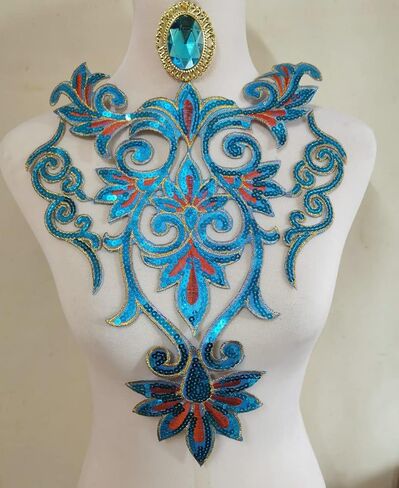 Flower Applique Patches Clothing DIY Embroidery Sticker Blossom (Large Silver) in Saudi Arabia