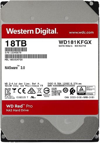 Western Digital 10tb WD Red Pro NAS Drive Internal Hard Drive HDD - 7200 دورة في الدقيقة ، SATA 6 جيجابايت/ثانية ، CMR ، 512 ميغابايت ذاكرة التخزين المؤقت ، 3.5 " - WD103KFBX in Kuwait