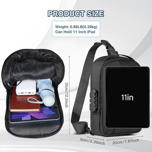Sling Bag for Men Anti Theft Crossbody Bag Sling Backpack with USB Charging Port for Travel in Saudi Arabia