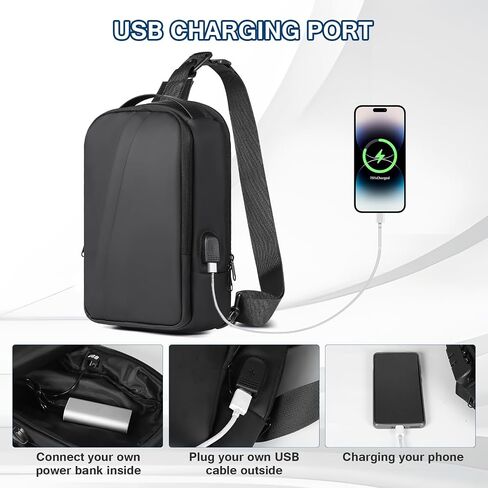 Sling Bag for Men Anti Theft Crossbody Bag Sling Backpack with USB Charging Port for Travel in Saudi Arabia
