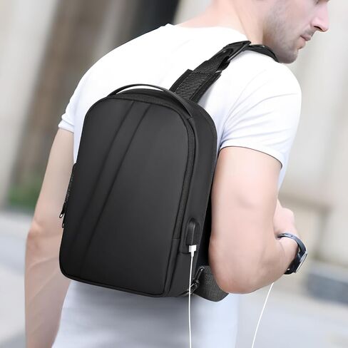 Sling Bag for Men Anti Theft Crossbody Bag Sling Backpack with USB Charging Port for Travel in Saudi Arabia