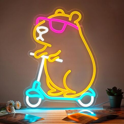 Capybara Neon Sign Animal Shape Led Capybara Neon Light for Wall Decor Dimmable Led Light Neon Sign for Children's Room Party Decor Birthday Gift for Kids in Saudi Arabia