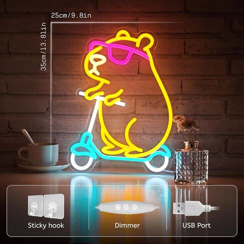 Capybara Neon Sign Animal Shape Led Capybara Neon Light for Wall Decor Dimmable Led Light Neon Sign for Children's Room Party Decor Birthday Gift for Kids in Saudi Arabia