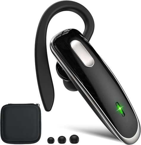 Bluetooth Headset, V5.1 Ultralight Wireless Handsfree Earpiece Cell Phone with Noise Cancellation Microphone for iOS Android Trucker Driver- White in Saudi Arabia
