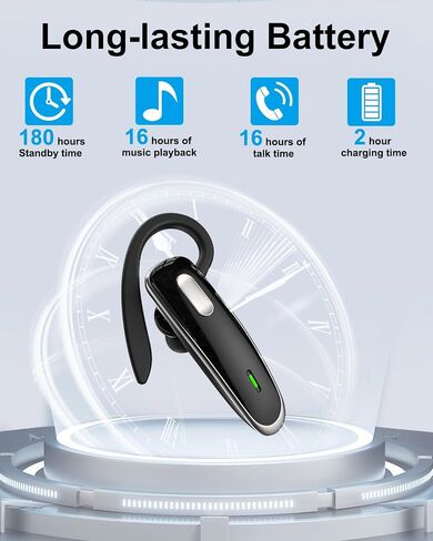 Bluetooth Headset, V5.1 Ultralight Wireless Handsfree Earpiece Cell Phone with Noise Cancellation Microphone for iOS Android Trucker Driver- White in Saudi Arabia