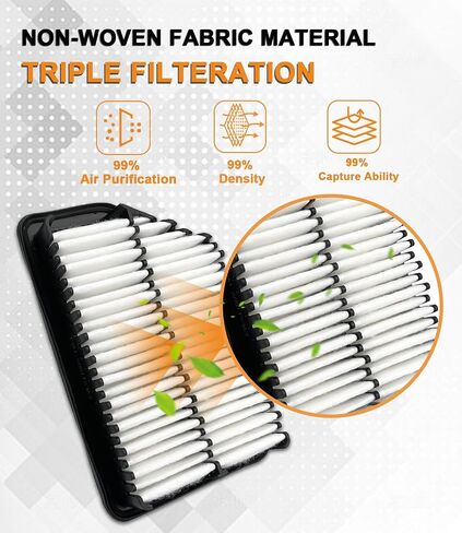 CA11053A Engine Air Filter, Replacement for Kia Forte 2014-2016 L4 1.8L 2.0L 2014-2018 L4 2.0L Hyundai Elantra 2014-2016 L4 2.0L, Provides Up to 12 Months/12,000 Miles Filter Protection in Saudi Arabia