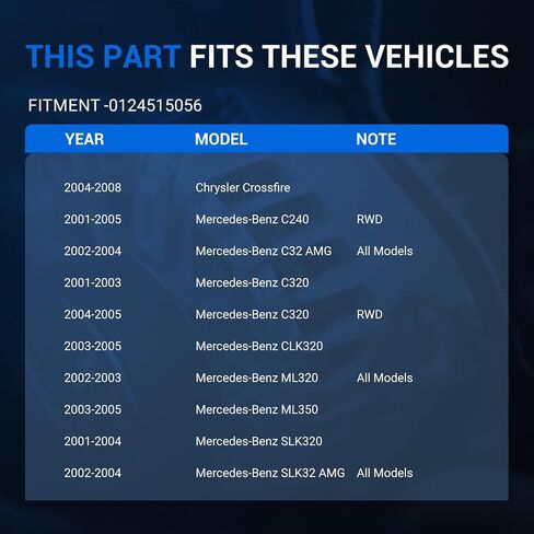 المولد الذاتي الملائم لـ 2004-2008 Chrysler Crossfire ، 2001-2005 Mercedes-Benz C240 C32 AMG C320 CLK320 ML320 ML350 SLK320 SLK32 AMG ، 120AMP 12V CW 6-GROOVE PULLEY ، استبدال# 012451505656 in Saudi Arabia