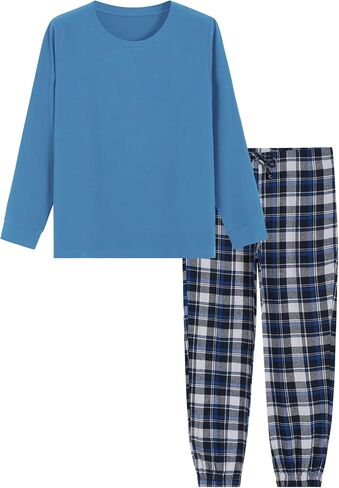 Latuza نساء Petite Pajama Set Crew Neck Knit Top Flannel Pants in Saudi Arabia