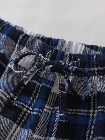 Latuza نساء Petite Pajama Set Crew Neck Knit Top Flannel Pants in Saudi Arabia