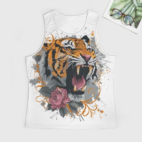 Men Tiger Tank Tops Casual Moisture Wicking Athletic Summer Sleeveless Graphic Muscle T-Shirt Tees in Kuwait