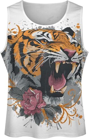 Men Tiger Tank Tops Casual Moisture Wicking Athletic Summer Sleeveless Graphic Muscle T-Shirt Tees in Kuwait