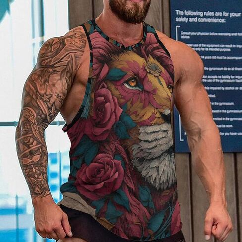 Men Tiger Tank Tops Casual Moisture Wicking Athletic Summer Sleeveless Graphic Muscle T-Shirt Tees in Kuwait