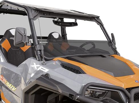 SuperATV Heavy Duty Half Windshield for 2016+ Polaris General 1000 / 2017+ Polaris General 4 | Snug, Rattle-free Fit | 1/4" Thick Dark Tint Polycarbonate 250x Stronger Than Glass | USA Made in Saudi Arabia